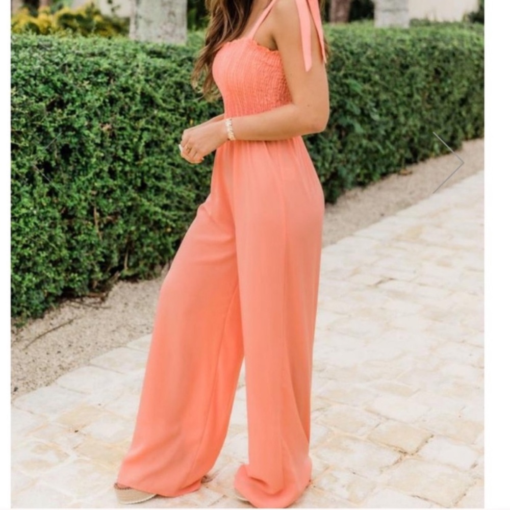 COPY - Pink lily coral jumpsuit